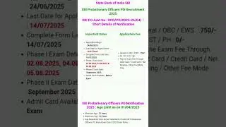 SBI PO Admit Card 2025 for 541 Post#sbi #sbipo #sbiclerk