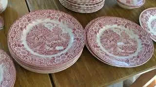 Sorting a collection of Red and White Ironstone Vintage China