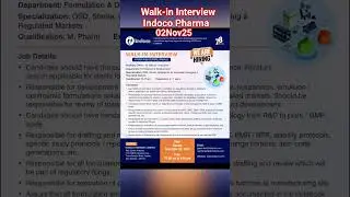 Walk-in Interview I Indoco Pharma | 021125 #job #pharma