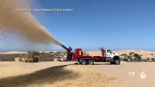 State Parks using hay bales to help control dust at the Oceano Dunes