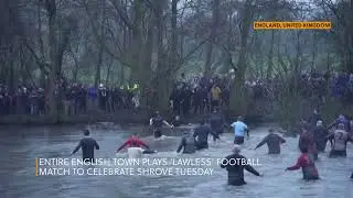 Entire English town plays 'lawless' football match to celebrate Shrove Tuesday