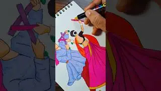 Navratri dandiya drawing /Dandiya couple drawing ✨️ #dandiya