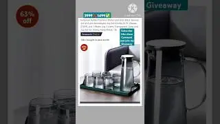 3999❌1499✅Water and Juice Black Glasses Set of 6 and Borosilicate Jug Set Combo,(6 PC Glasses 270ML.