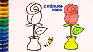 How to draw a rose flower in less than 2 minutes//easy rose flower//rose flower for valentin's day.
