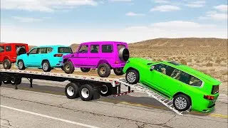 Flatbed Truck Mcqueen | Transportation with Truck - Pothole vs Car #7 - BeamNG.Drive
