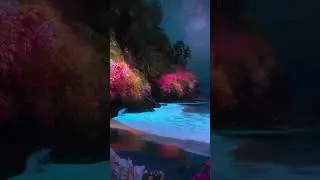 Magical Bioluminescent Beach with Ocean Waves #naturesoundscape #peacefulwaves #oceanwavessounds