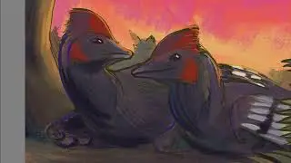 Two Anchiornis | Krita Painting Timelapse