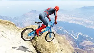 GTA 5 SPIDERMAN Downhill With Bikes Falls/Stunts