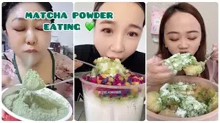 Amazing matcha powder eating | Heavy matcha powdered ice mukbang 🍵
