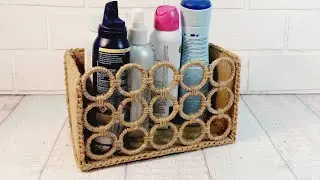 Beautiful organizer made of rings, jute and cardboard