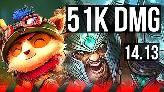 TEEMO vs TRYNDAMERE (TOP) | 51k DMG, 1000+ games | NA Diamond | 14.13