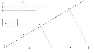 Cuarta proporcional de tres segmentos