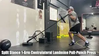 Split Stance 1-Arm Contralateral Landmine Pull-Punch Press