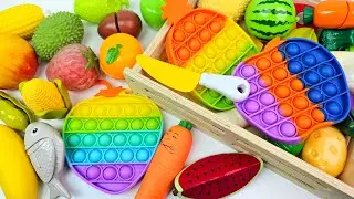 ASMR おままごと トントン♪おもちゃ 果物 カット音 Cutting Fruits Sounds ASMR with New Cutting Board Sound