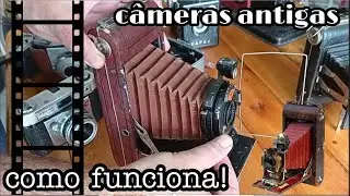Câmeras fotográficas antigas, como funcionam, Maquina fotográfica antiga, antiguidades, peças raras.