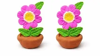 Soft Clay Flower Pot Making | Easy Mini Flower Craft | Beautiful Clay Art for Home Decor 