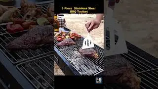 Ultimate 9-Piece Stainless Steel BBQ Tool Set #shorts #bbq #outdoorcooking #cookingtools #bbqlovers