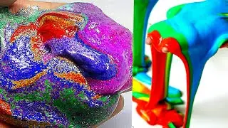 slime asmr crunchy, slime asmr clay mixing,