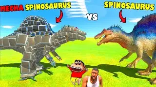 MECHA SPINOSAURUS vs REAL SPINOSAURUS and EVERY UNIT with SHINCHAN and CHOP in Animal Revolt Battle