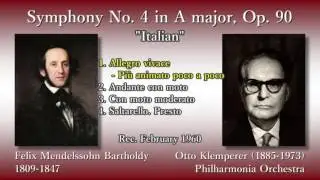 Mendelssohn: Symphony No. 4 `Italian`, Klemperer & The Phil (1960) メンデルスゾーン 交響曲第4番 イタリア