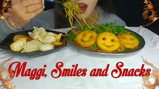 Eating🔥 Maggi, Smiles and Crunchy Snacks| Street Food Mukbang ASMR