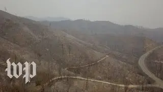 Drone footage shows a barren, torched Northern California