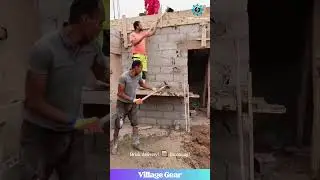 Mortar Tossing Olympics?! 😂 These Builders are NEXT LEVEL! #constructionlife #funny  #teamwork #wow