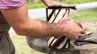 Chainsaw Carving Lamp Base On The Roadside