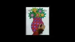 Scraping Technique by drawing flowerpot