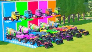 TRANSPORTING POLICE CARS, AMBULANCE, FIRE TRUCK, COLORFUL CARS WITH JEEP#59 - FARMING SIMULATOR 22!
