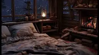 Cozy Cabin,FirePlace Winter SnowfallMeditation