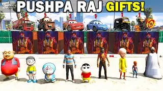 Pushpa Containers Opening Shinchan Franklin Doraemon & Serbian Lady in GTA 5 in Telugu