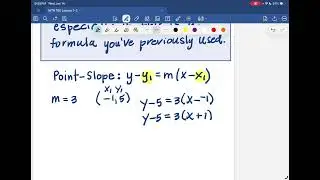 Using the Point-Slope formula to write an equation for a line