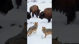 Wolves vs Bison Battle 🐺🦬 | Epic Wildlife Clash | Veo AI Shorts