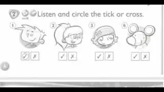 Kids Box 1 - Activity Book:  Listen and circle the tick or cross. Page 4 - Activity 2.