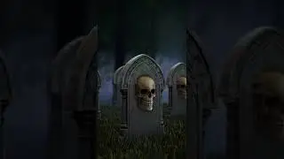 Creepy Skull Tombstones in Haunted Graveyard stock footage | stock video | Cinefootage