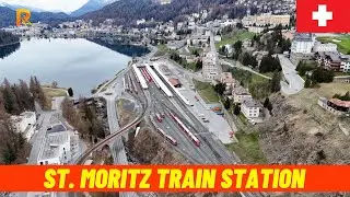 St. Moritz Train Station - Stunning Aerial Views of Swiss Alps | Drone Footage