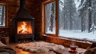 Fireplace & Snowy Forest Ambience | Cozy Winter Cabin for Sleep, Relax, Calm and Relaxing Ambience