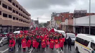 Economic freedom fighters members march in south africa 
