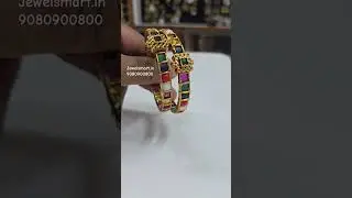 ROYAL ELEGANCE! Navratna Stones Gold Replica Bangles Traditional Indian Jewelry Collection #bangles