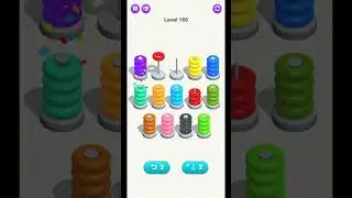 Color Hoop Stack Level 161 - 170 | Puzzle Games | LevelUpX | #tranding #colorhoopstack #vairal #sub