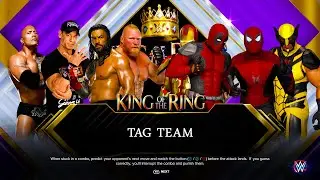 Roman Reigns + John Cena + Brock Lesnar + The Rock vs Team Marvel - WWE 2k23