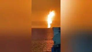 Mega explosion at oil rig in the Caspian Sea