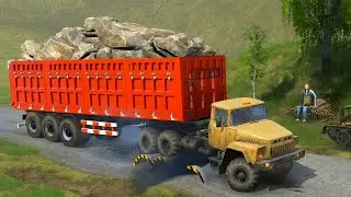 New ! Obstacle ! Trucks vs Dangerous Roads | #spintires #mudrunner American Wilds Part-16