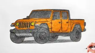 How to draw a JEEP GLADIATOR MOJAVE 2020 / drawing 3d car / coloring jeep wrangler rubicon 2020