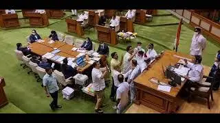 The opposition members in the afternoon rushed to the well of the House demanding