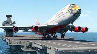 Very Rare Take Off! Boeing 747 Rossiya Tigrolet from The Aircraft Carrier