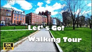 [5K] BOSTON TRAVEL - Sunshine Walking Tour: Boston Common & Public Garden | Make Way for Ducklings