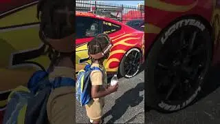 When your son see his favorite car in real life