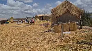 Floating Reeds Island on Lake Titicaca in Peru